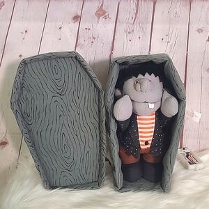 Vintage 90s Halloween Frankenstein Vampire Coffin Animated Plush Stuffed Toy